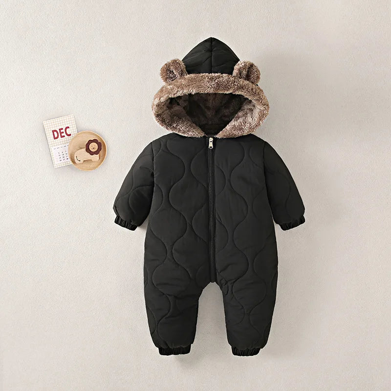 Cosy Plush Hooded Baby Romper