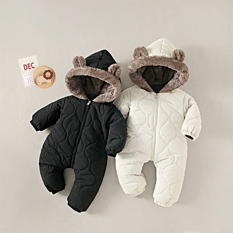 Cosy Plush Hooded Baby Romper
