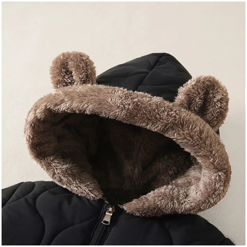 Cosy Plush Hooded Baby Romper