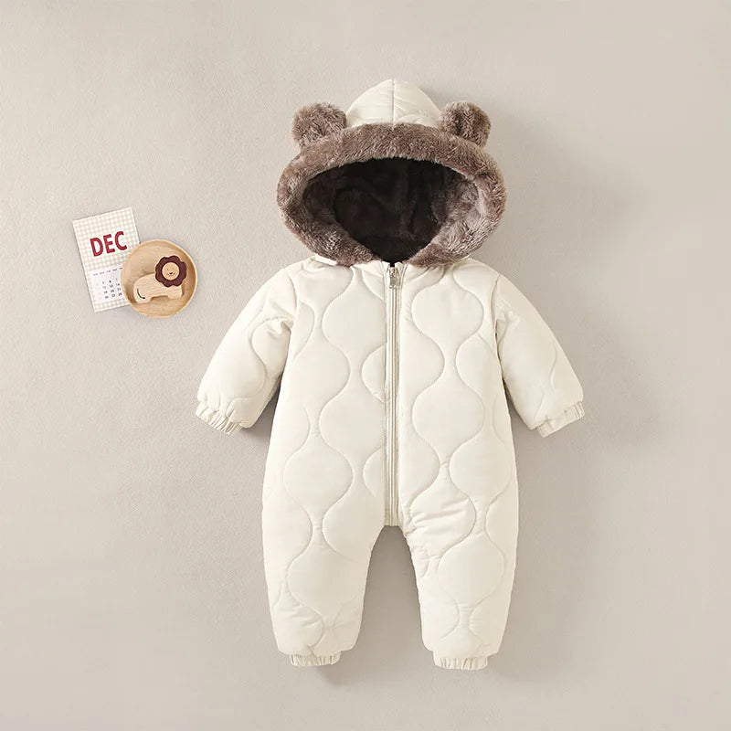 Cosy Plush Hooded Baby Romper